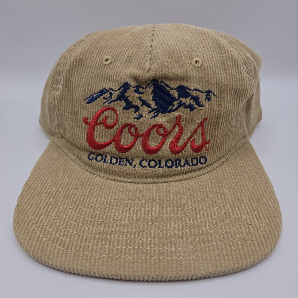 NEW! Coors Beer Corduroy Snapback Hat Cap Beige Adjustable Golden Colorado